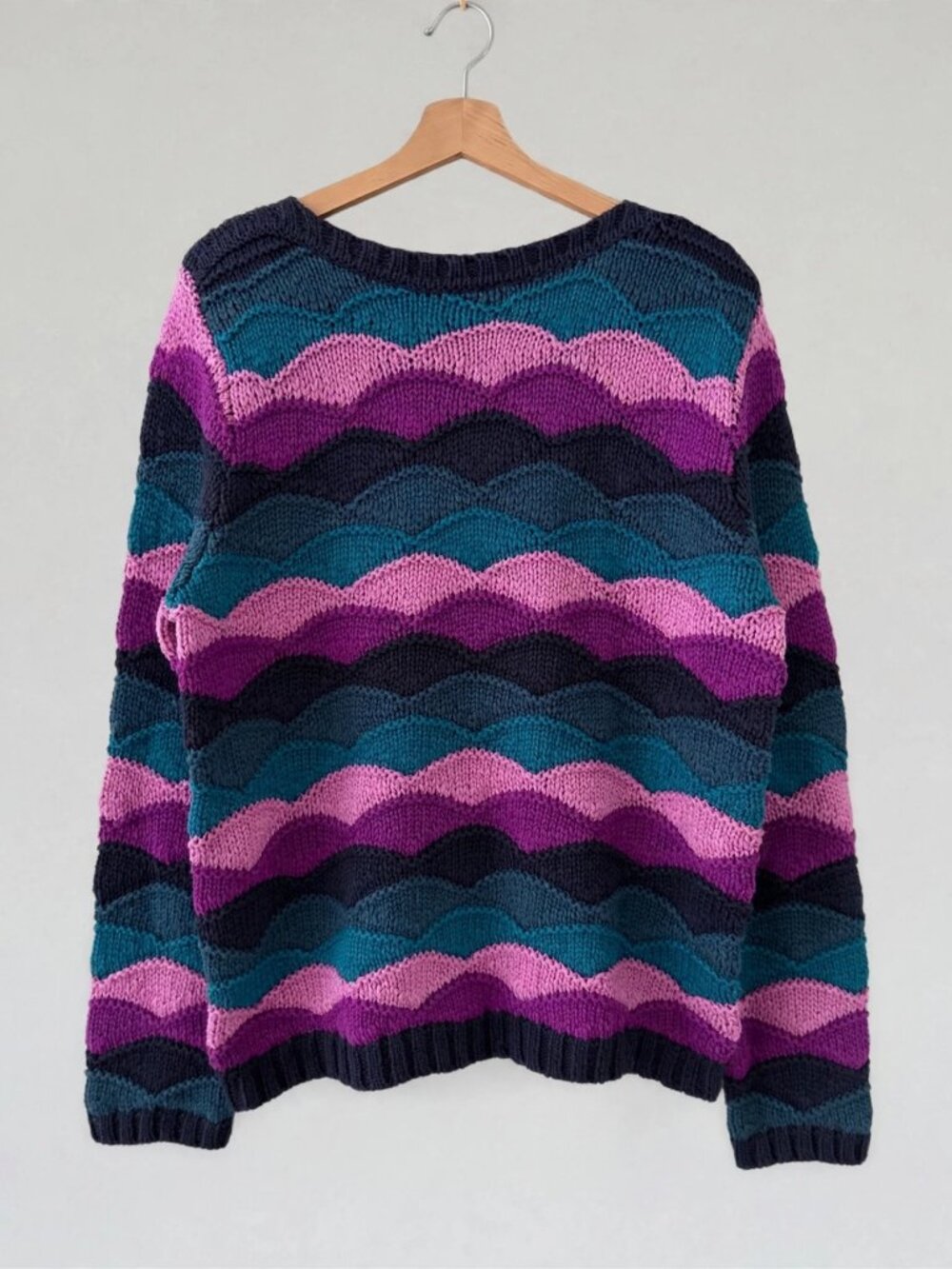 Vintage Chadwicks Scallop Wave Knit Chunky Sweater Womens PS 90s Style Eclectic